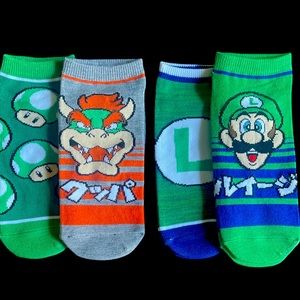 Nintendo Super Mario Bioworld 4 Pack No Show Socks Women’s 5-10 NWT